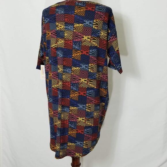 Lularoe Irma Womens Tunic Rainbow Tribal Geometric Square XXS NEW - Picture 3 of 7